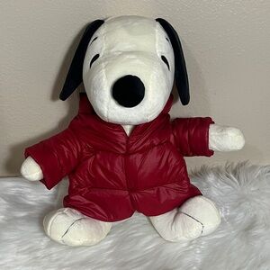Snoopy Peanuts Stuffed Animal with Red Puffer Jacket